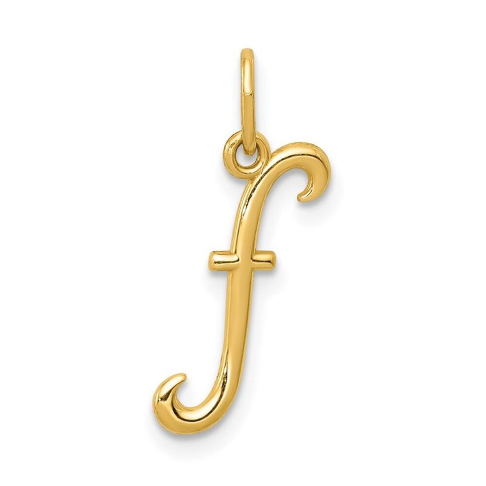 14k Yellow Gold, Claire Collection Mini Lower Case Initial F Charm
